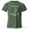 I'm Fine Funny Printed Men's T-Shirt 100% Cotton Oversized Minimalist Cartoon Graphic Tees for Women Tops Tees Streetwear