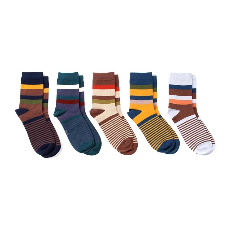 5 Paar/Los gekämmte Baumwolle Herrensocken Herbst und Winter Kompressionssocken Mode Bunt Quadratisch Fröhliche Socken Herren Größe 39-45