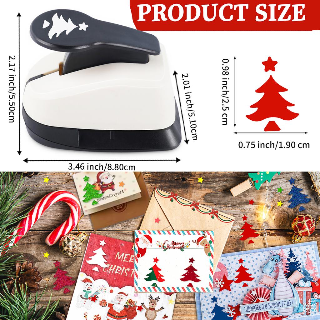 3pcs Paper Hole Puncher Cutter Tool Set Christmas Snowflake Bell Tree Shapes 1 Inch 25mm for Paper Crafts Scrapbook Card Making