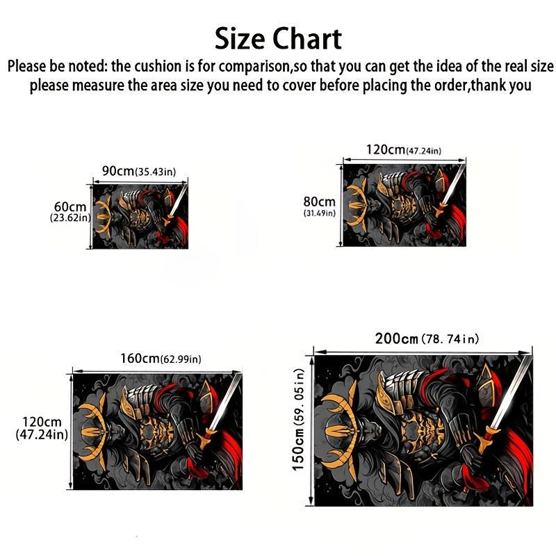 Retro Samurai Pattern Print Rug - Durable Stylish Mat for Desk Coffee Table Hallway, Japanese Themed Home Decor