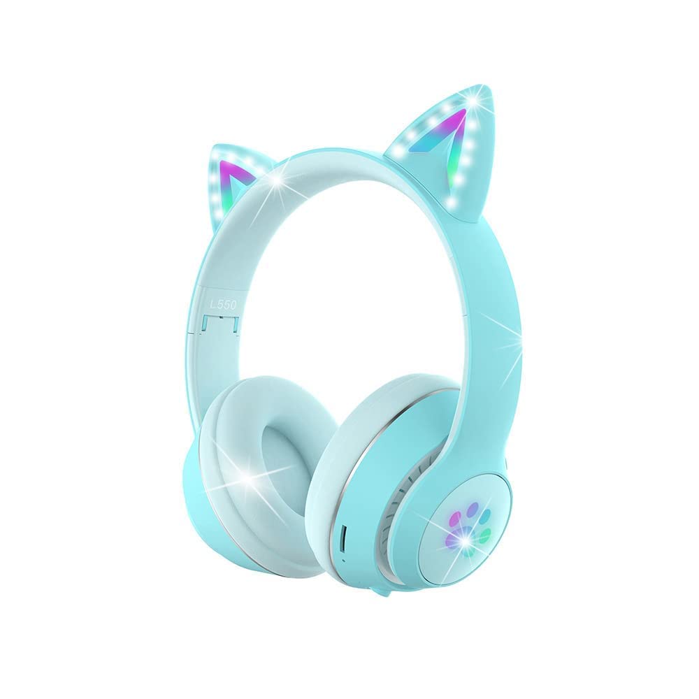 Bluetooth Earphones with Cat Ears for Featuring a LED Intelligent Noise and a Adjustable These Earphones Are Perfect for Both Kids and Perfect for
