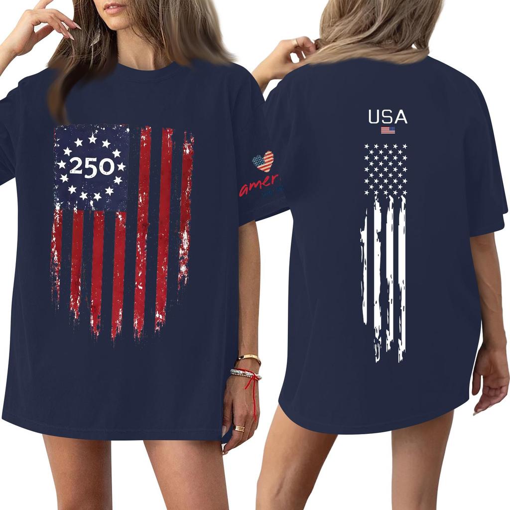 Damen Lässiges Mode Rundhals Lässiger Print Kurzarm T-Shirt Top