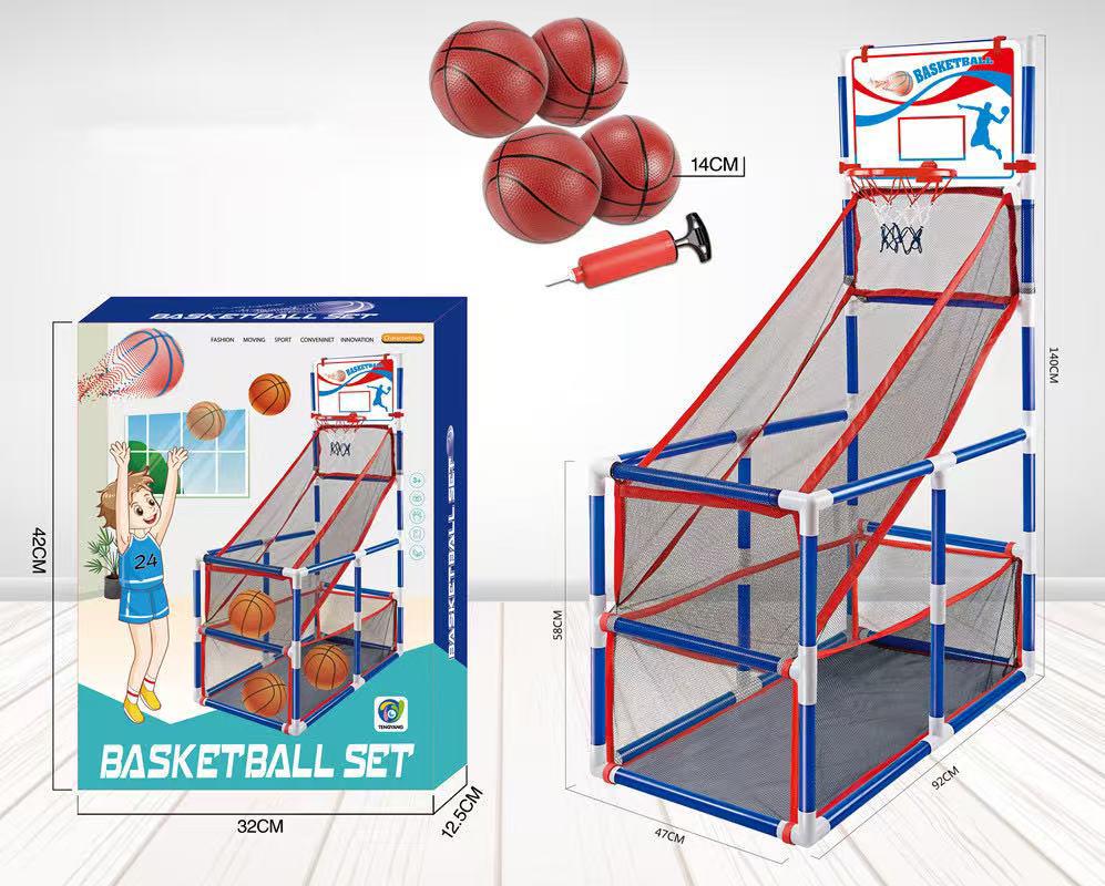 Two-in-One Basketball Hoop & Football Net Sports Toy Set for Kids (Indoor/Outdoor)