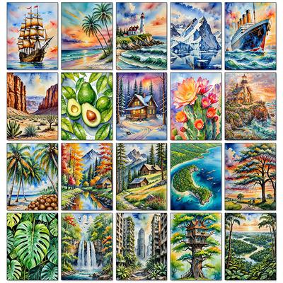 Watercolor Landscape Plant Series Diamond Art Painting Decoration Sailboat Diy Full Rhinestone Mosaic Cross Stitch Kit Gift