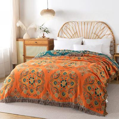 Květinový vzor Bavlněná třásňová přikrývka Oboustranná ručníková přikrývka Měkký potah na pohovku Pohodlná pro domácí denní použití