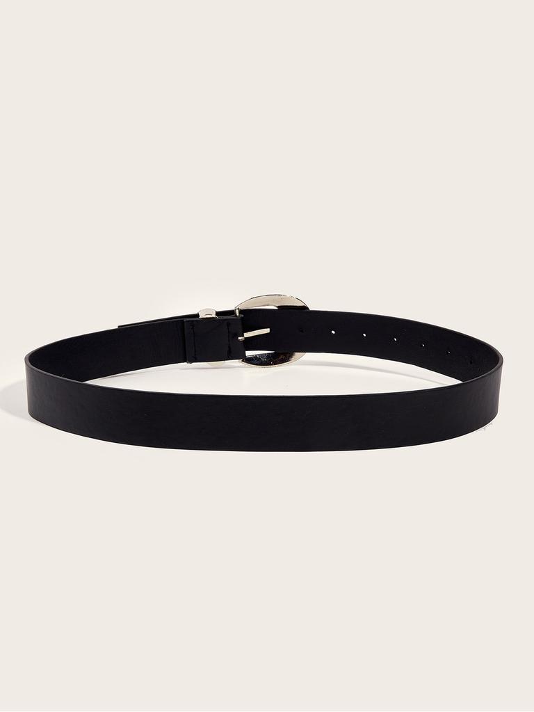Black Vintage Decorative Rhinestone Belt Woman's Retro Style Alloy Buckle Personality Belt