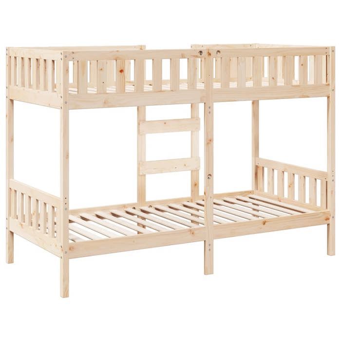 VidaXL Bunk Bed 80x200 Cm Solid Pine Wood, Low Bunk Bed Frame, Bedroom Furniture, Bed Frame 3308598