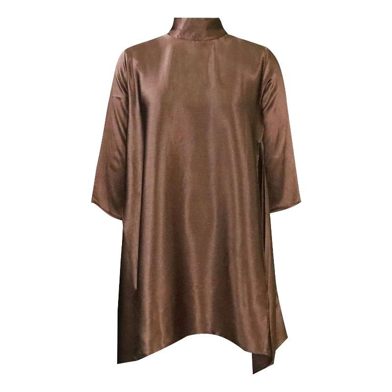 

202 Summer Women s Semi-High Neck Loose Pleated Solid African Dress XXXL темно-коричневого кольору