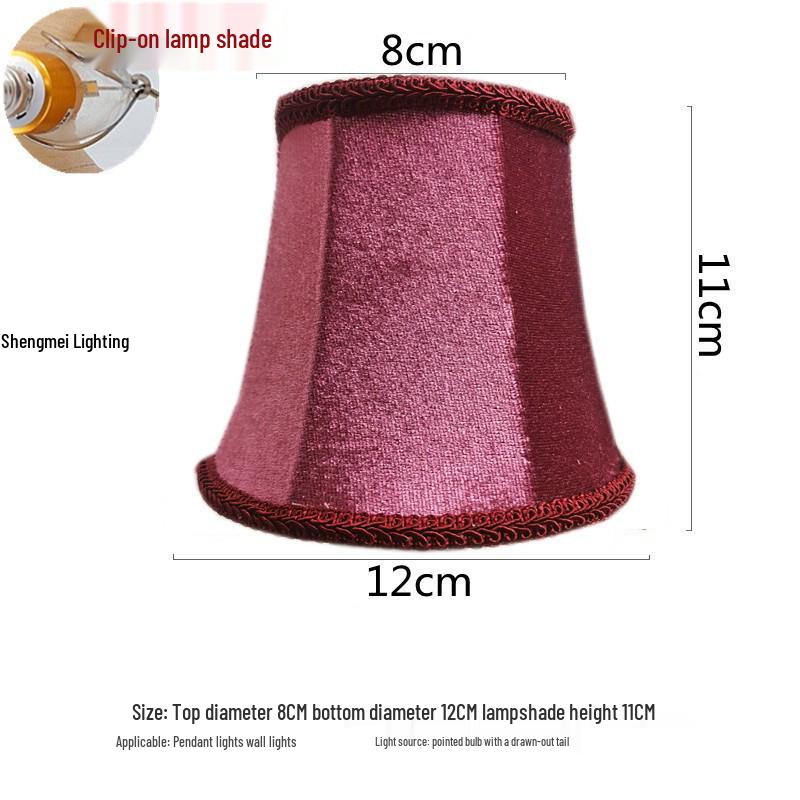 European Crystal Chandelier Fabric Lampshade, Clip-On, E27 Large Base, E14 Candle Bulb, Wall Light Shell Shade