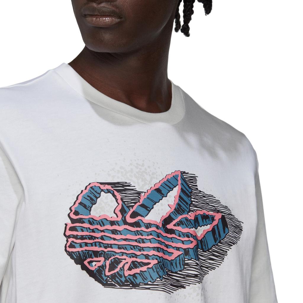 Adidas Originals Trefoil Front Large Logo Print Crew Neck T-Shirt Men Tops White HK7334