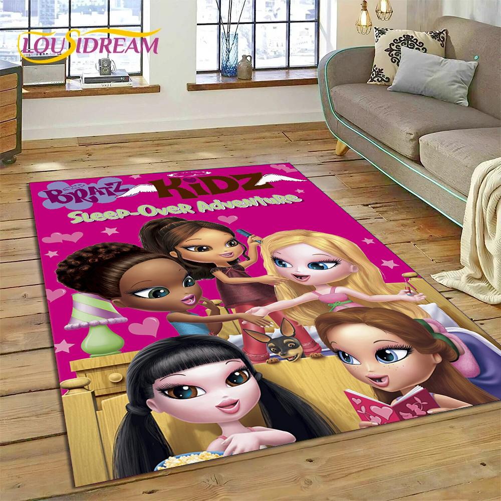 

HD Мультяшная кукла Bratz Милые девочки 3D Ковер для гостиной спальни Домашний декор, Нескользящий коврик Декорация для дивана Придверный коврик 40x60cm( 15x23in )