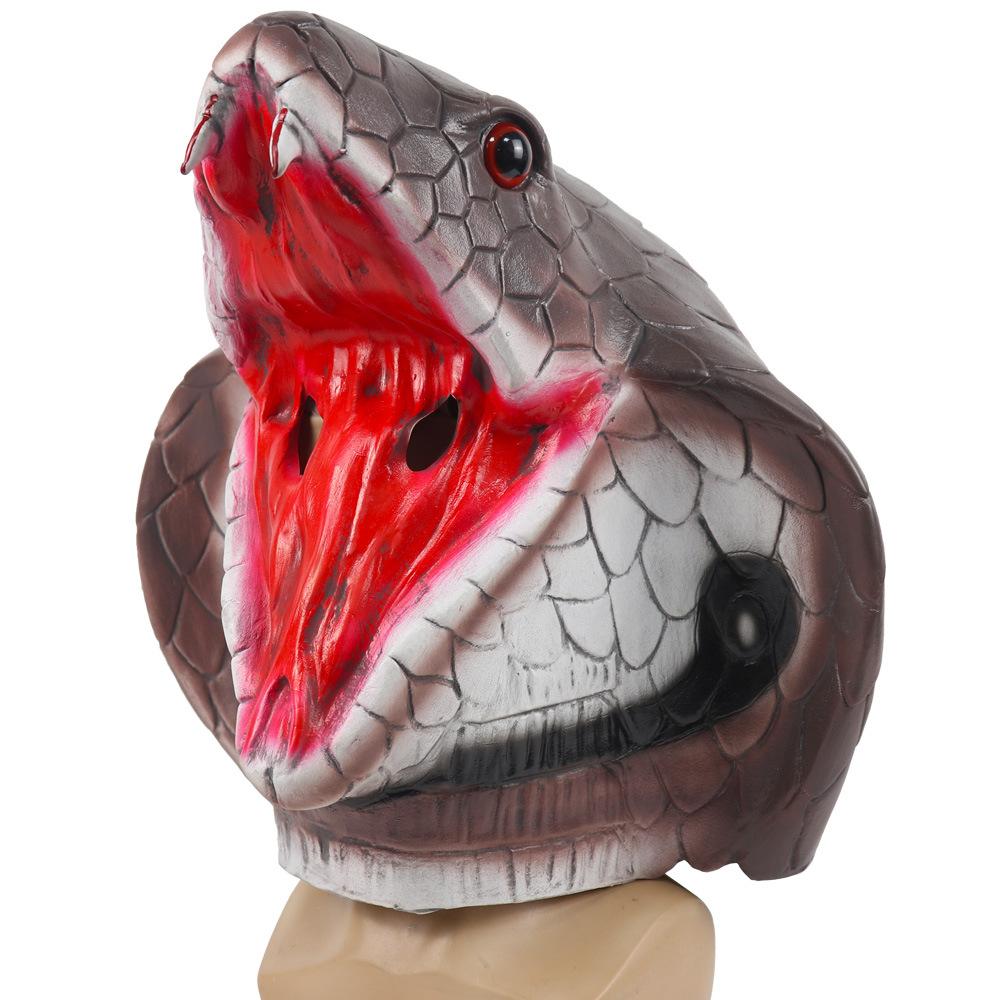 Halloween Animal Cobra Mask Scary Snake Latex Headgear Halloween Horror Realistic Animal Costume Props