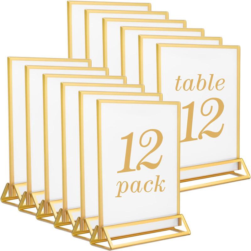 Simple Acrylic Wedding Table Card Holder with Gold Edge
