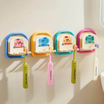 Punch-Free Wall-Mounted Toothbrush and Cup Holder for Kids