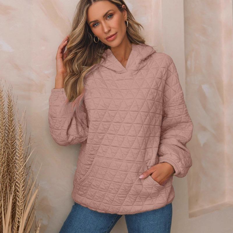 Women S Solid Color Pullover Hooded Sweatshirt With Pockets Casual
