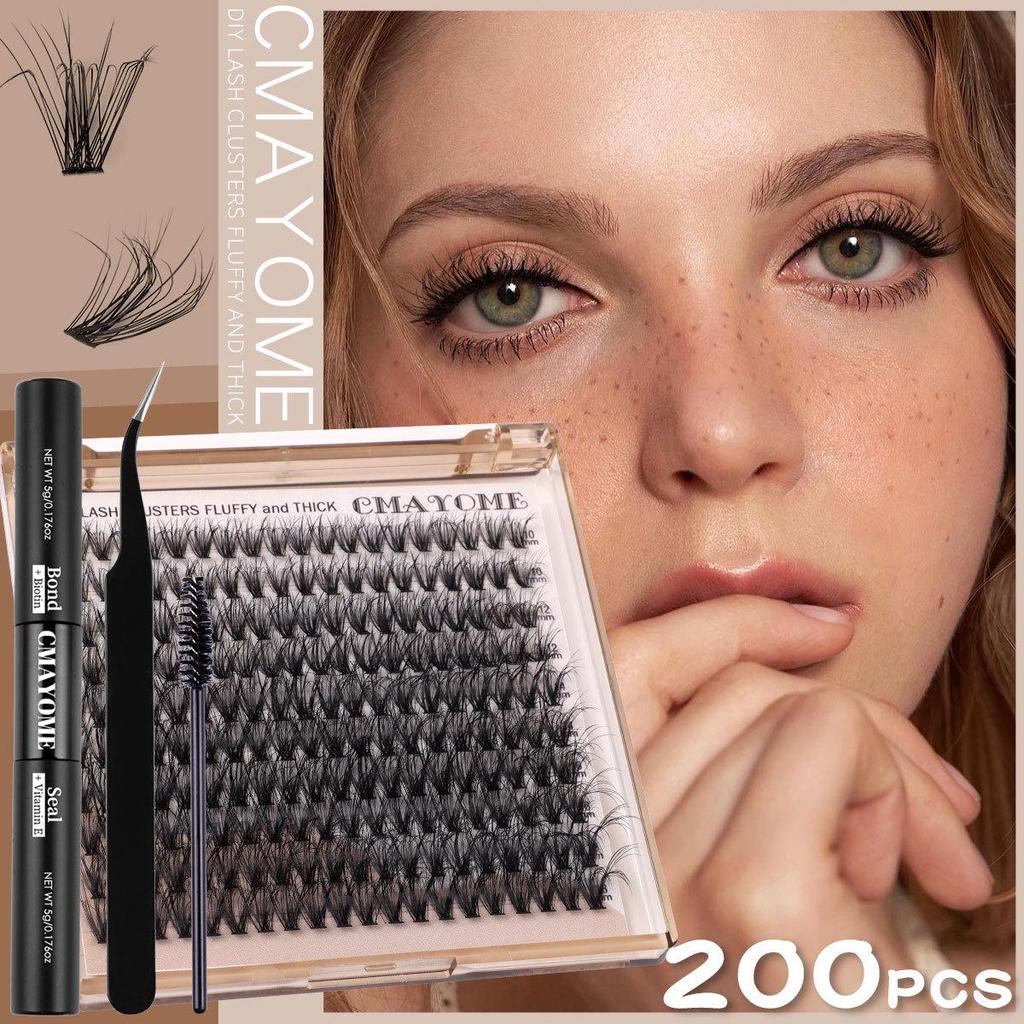 European-American D-Curl Cluster False Eyelashes: 10-18mm Natural, Dense, DIY Segments