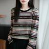 Round-neck Early Autumn Sweater Thin Knitted Sweater Women's Spring and Autumn New Style Multi-color Base Shirt