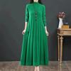 Autumn Winter Covering Belly Dress Middle Aged Elderly Mother Retro Long Knitted Sweater Dresses Vestidos