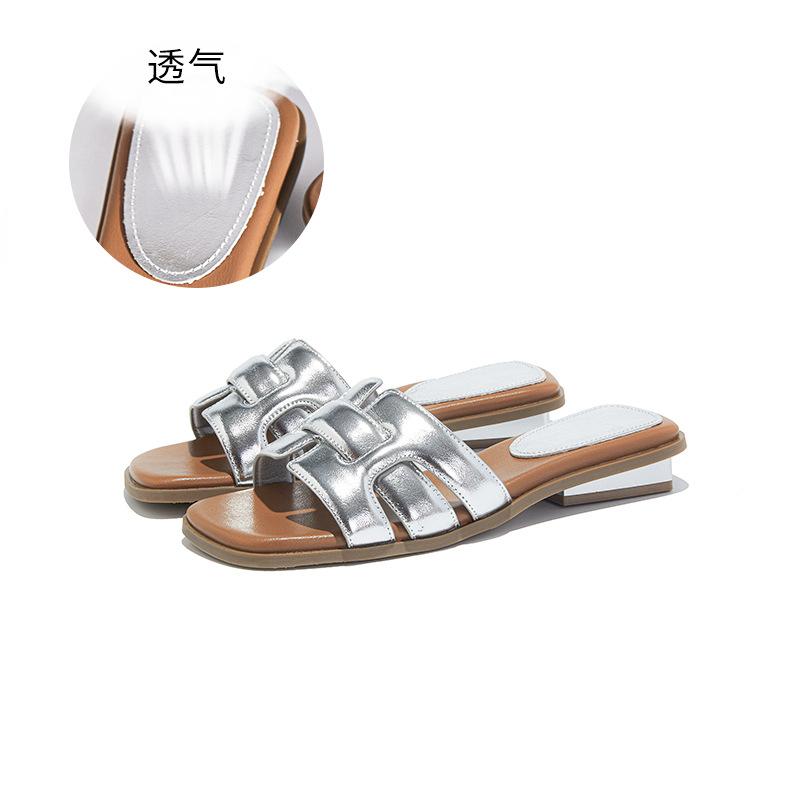 Woven half slippers women's summer new temperament wear sandals thick heel versatile casual beach women's shoes