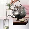 Gold Spherical Stainless Steel Kettle with Hammered Texture - Large Capacity for Hotels and Restaurants.