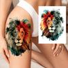 Watercolor Lion Tiger Temporary Tattoo For Women Men Atult Kid Realistic Fake Animal Tattoo Sticker Water Transfer Tatoos Thigh
