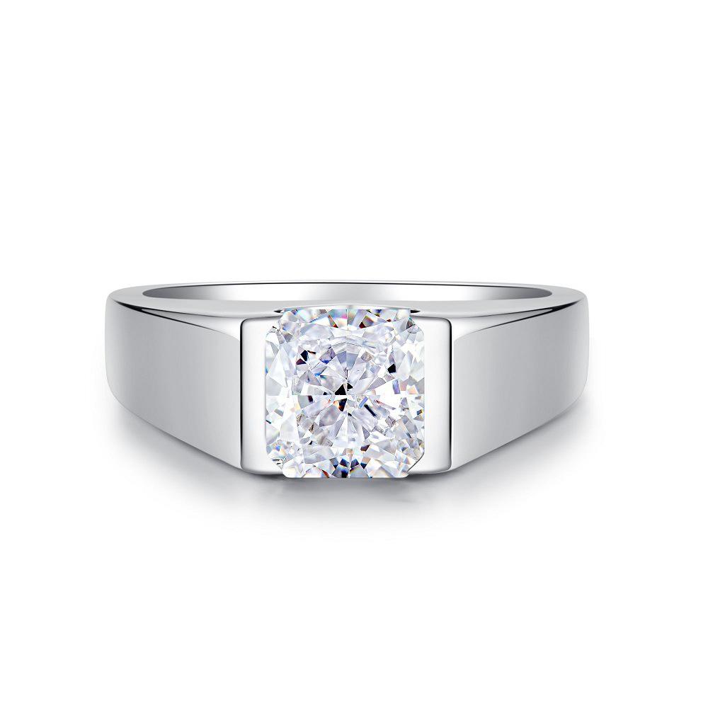 S925 Sterling Silver Unisex Ring with Gray & Black Diamond Ice Flower Cut