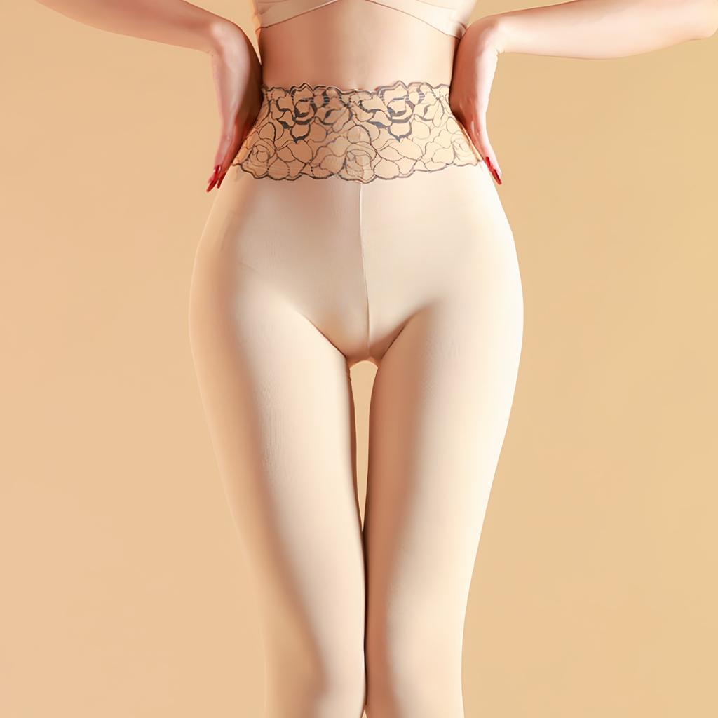 Sexy Lace High Waist Velvet Stockings Leggings Autumn Winter Medium Thick Warm Slightly Compression Slimming Bare Leg Artifact W