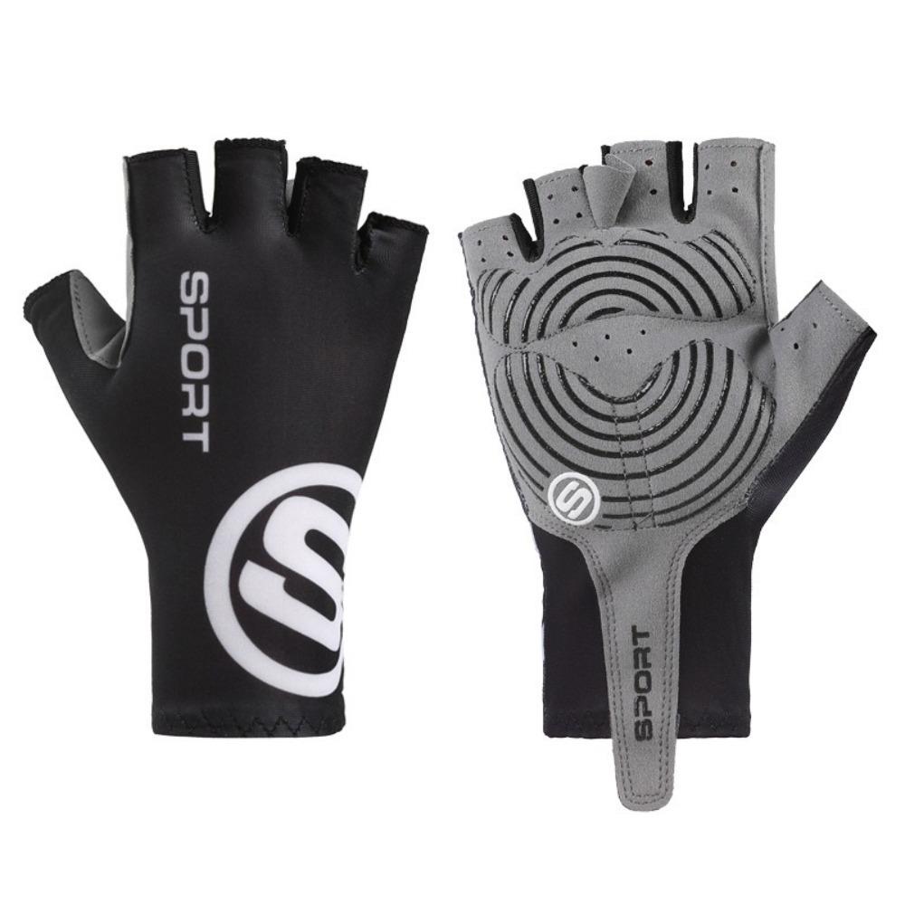 

1Pair Sun Protection Half-Finger Cycling Glove Breathable Sport Riding Gloves Women Men L чёрный
