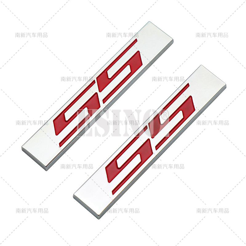 2 x 3D SS Metal Chrome Zinc Alloy Emblem Car Body SS Badge Sticker Decal Adhesive Badge for Chevrolet SS Camaro SS