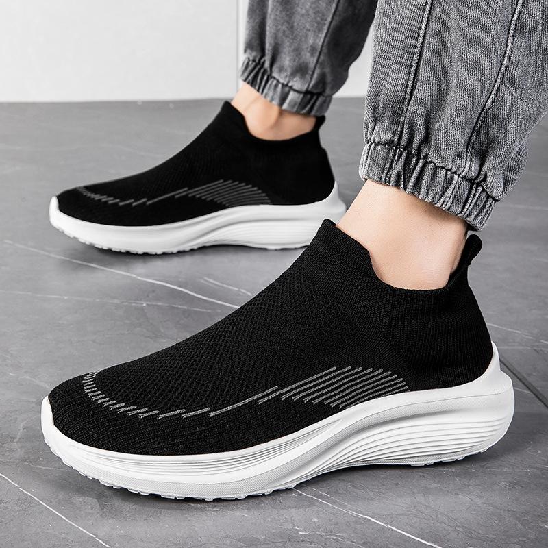 2025 spring fly-woven mesh shoes large size men's shoes casual shoes mesh shoes elastic couple mesh sneakers