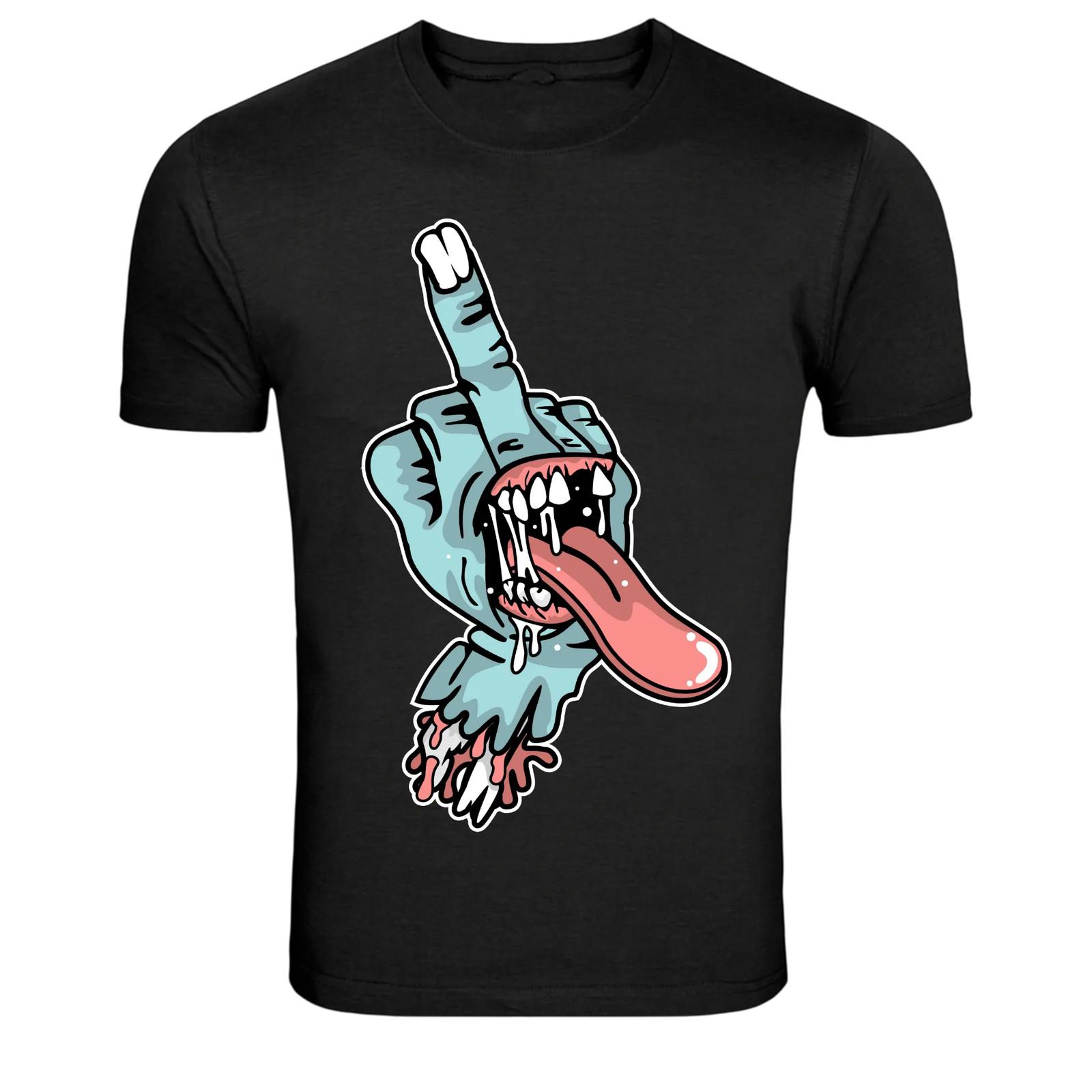 Zombie Hand Middle Finger Creepy Horror Graphic T-Shirt XXXL