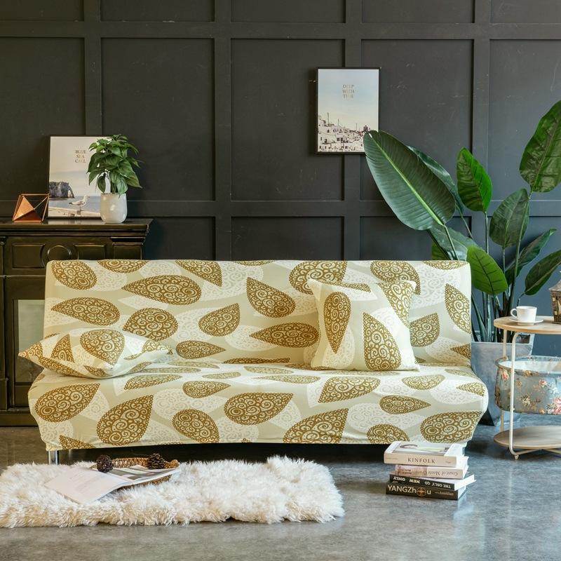 Flower Futon Cover Stretch Armless Futon Sofa Cover Soft Futon Slipcover with Elastic Bottom Sofa Bed Furniture Protector Covers for Washable Futon