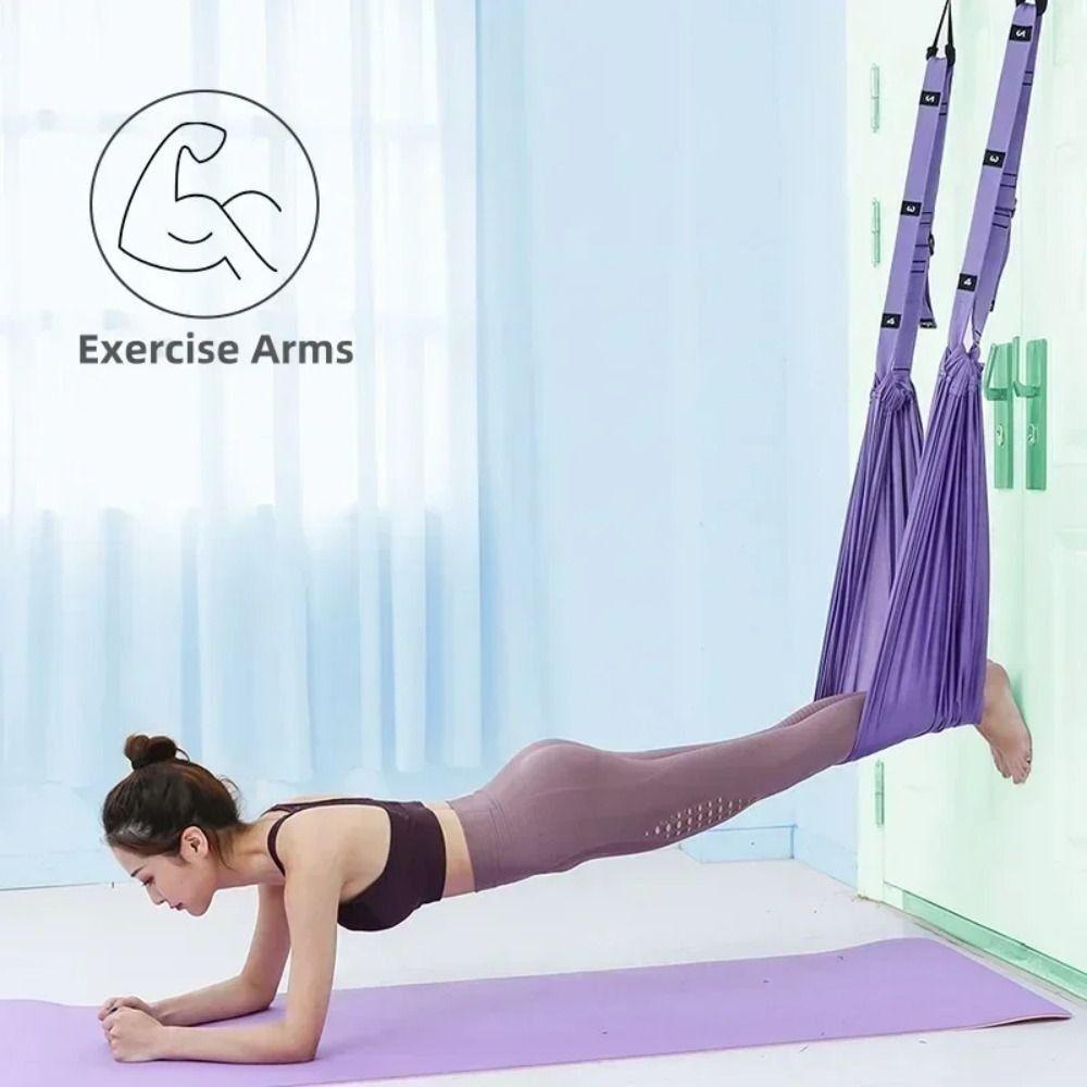 Elastic Stretch Aerial Yoga Hammock Swing Adjustable Aerial Yoga Stretching Strap Wall Practice