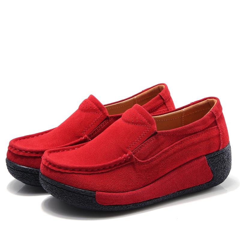 

Универсальные туфли на танкетке, платформа, маффины, женская обувь большого размера, женская обувь, женские повседневные туфли 35 красный