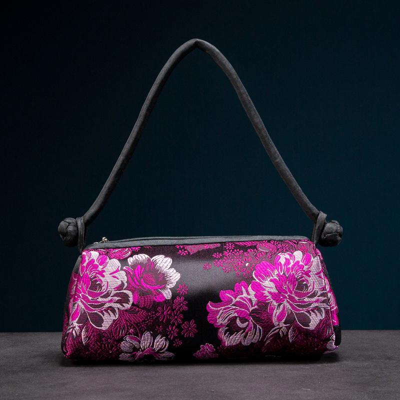Retro Embroidery Satin Silk Handbags Flower Storage Bags Silk Embroidered Women Bag Fashion Matching Bride Women Handbag