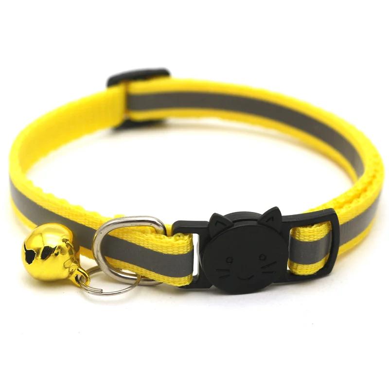 Safety Breakaway Cat Dog Collar Neck Strap Reflective Nylon Kitten Puppy Pet with Colorful Bell Puppy Pet Leash Accessories