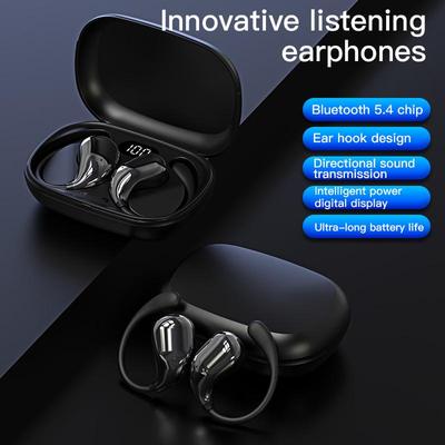 Bluetooth 5.4 Kulaklık Kulak Kancalı Kablosuz Kulaklıklar HiFi Stereo Su Geçirmez Kulaklıklar LED Ekran Uzun Bekleme Süresi Dokunmatik Kulaklıklar
