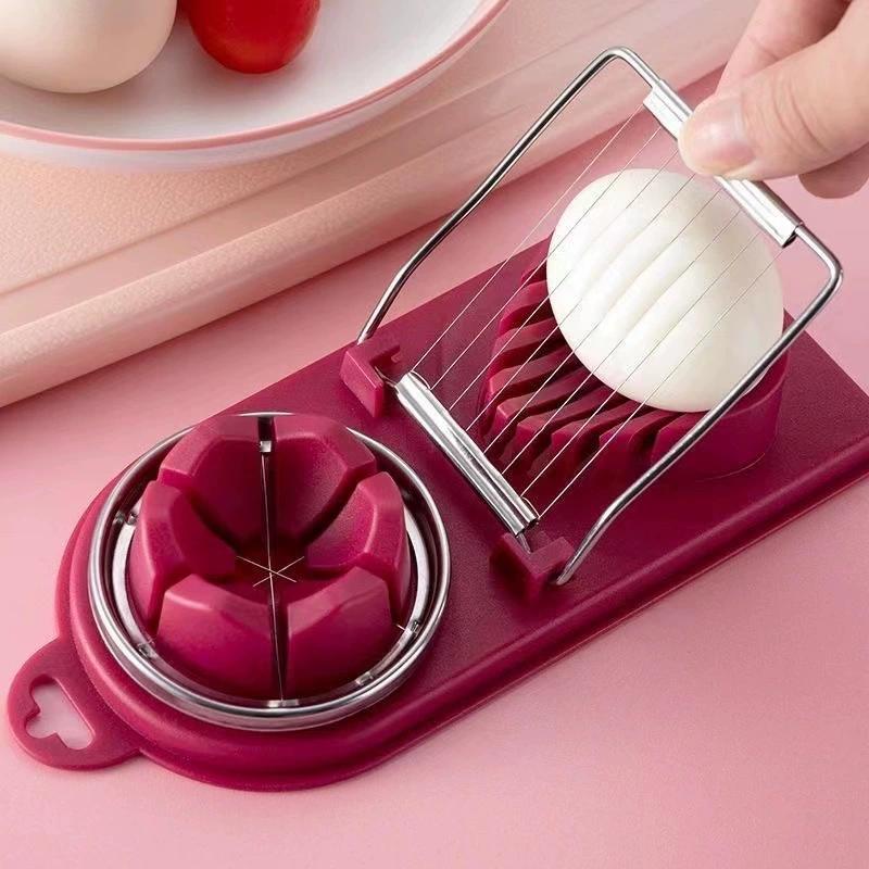 1pc Household Multifunctional Egg Cutter, Egg Slicer For Hard Boiled Eggs, 2 In 1 Egg Chopper/Divider/Dicer/Cutter, Kitchen Gadgets