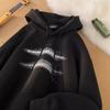 American Printed Couple Sweater Mens Autumn Vintage Everyday Relaxed Fit Hooded Athletic Jacket