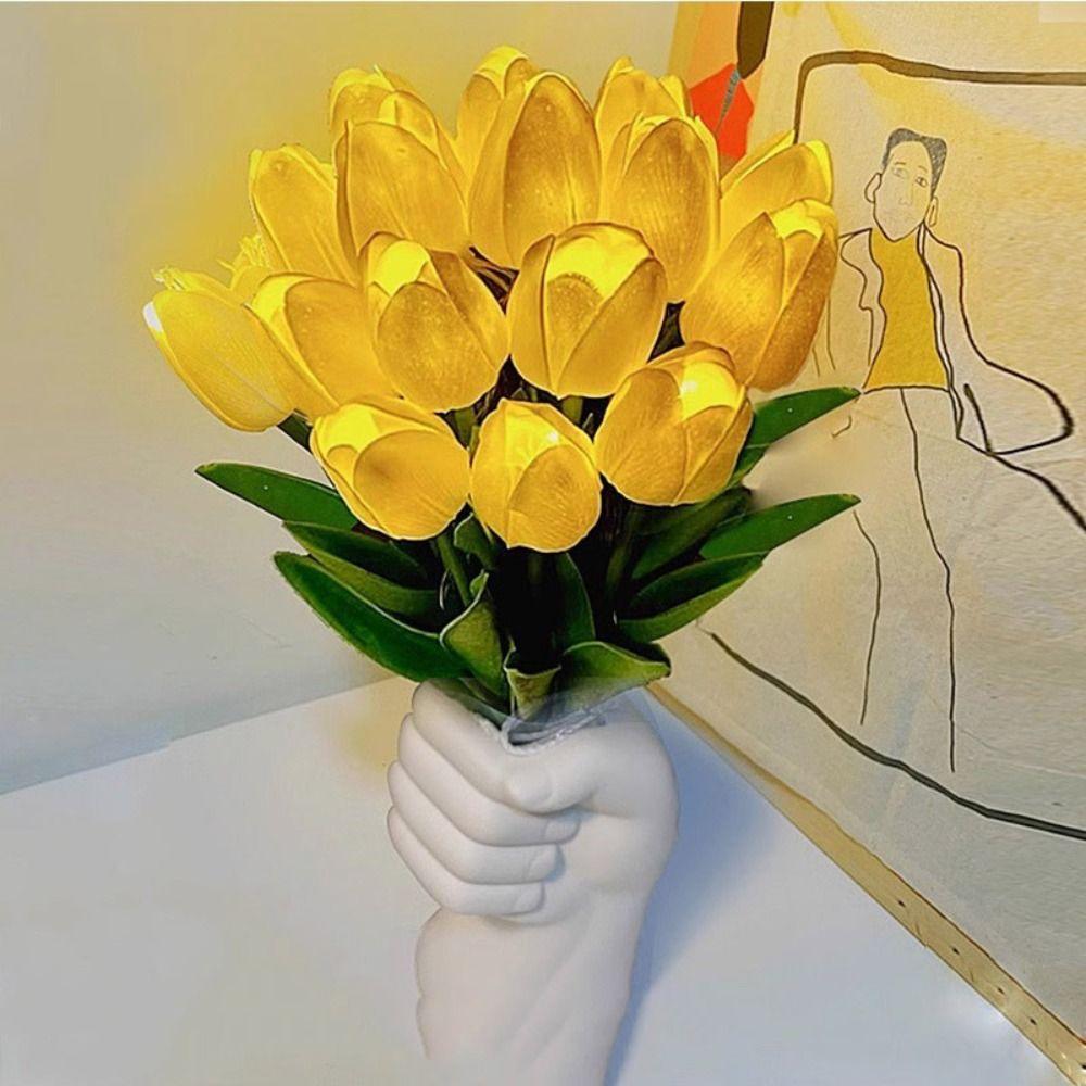 Artificial Flowers Simulated Flower Bouquet Lamp Simulation Tulips Bouquet  Household Atmosphere