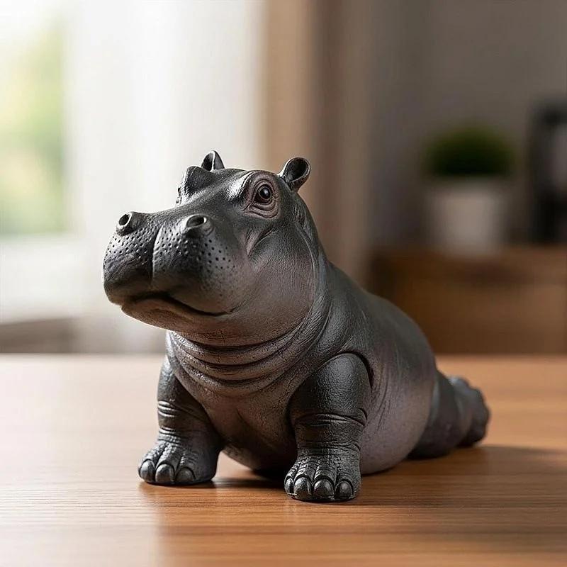 Cartoon Abstract Hippopotamus Resin Ornament Yoga Hippopotamus Crocodile Statue Home Office Desktop Ornament Decorative Item