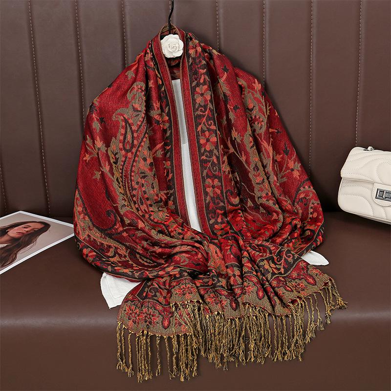 Women's Luxury Autumn Cashmere Printed Jacquard Shawl Scarf