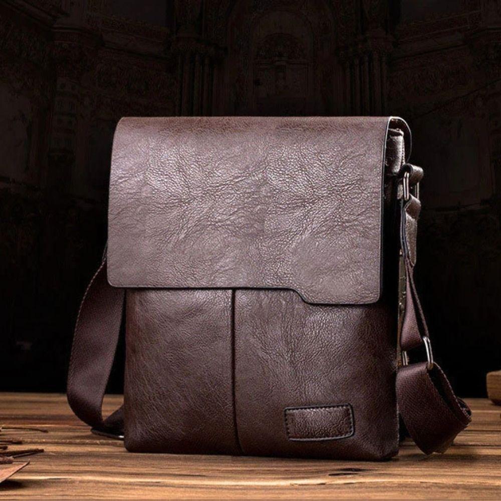 2024 Sacoche décontractée pour homme Sac à main grande capacité pour homme Sacs à bandoulière en cuir PU Sacoche d'affaires Sac bandoulière vintage