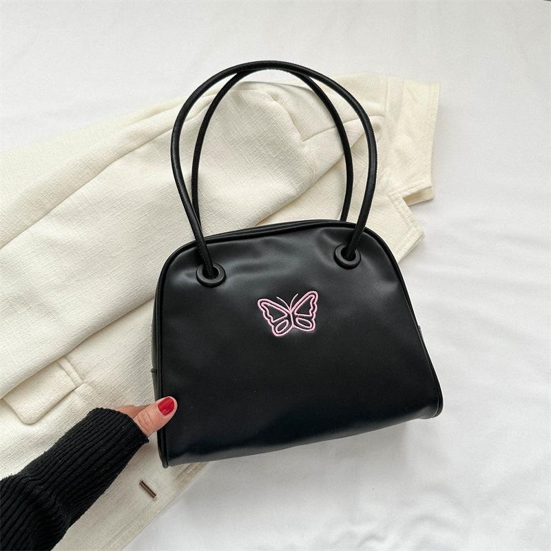 

Повседневная сумка через плечо в иностранном стиле 2024 года, новая зимняя сумка, женская трендовая модная сумка, сумка через подмышку с нишевым дизайном чёрный