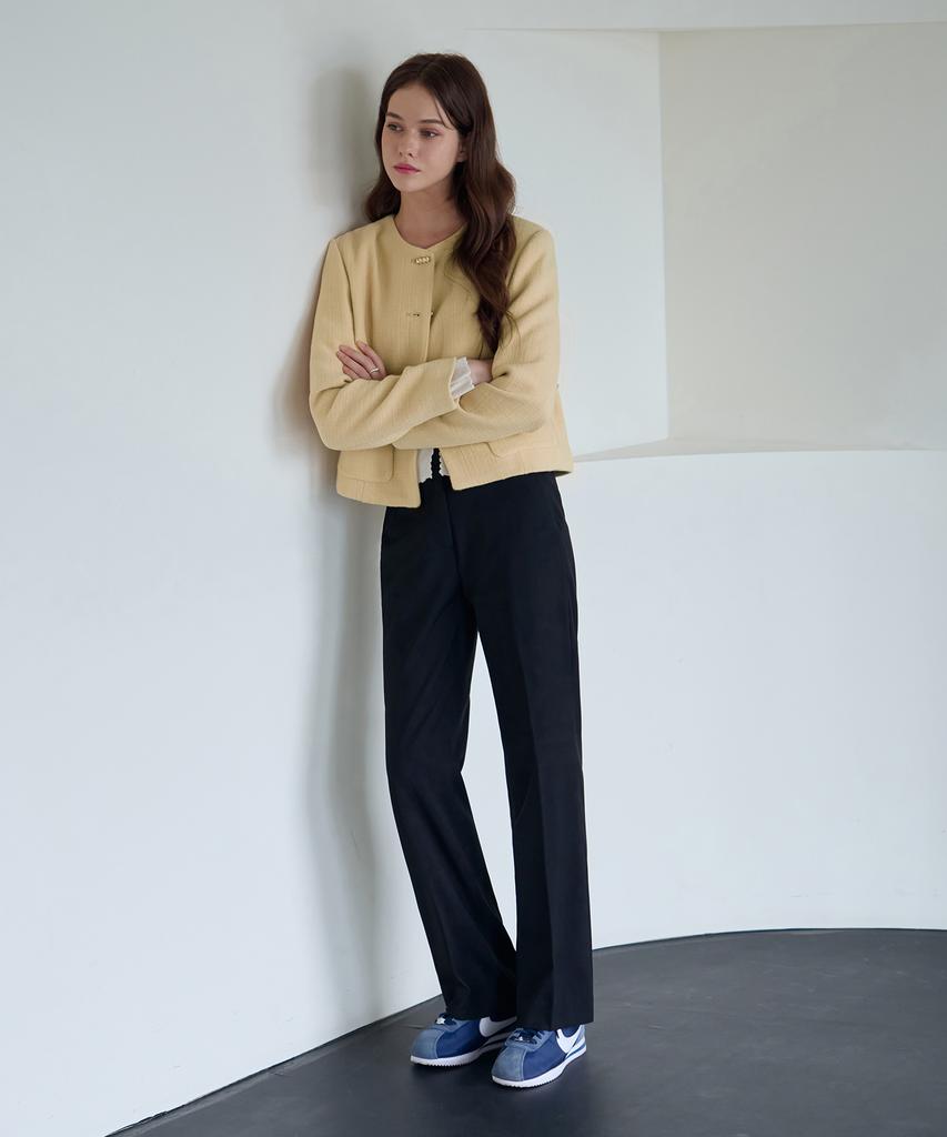 Deuloupisumeon Comfy Wool Straight Slacks [Charcoal]