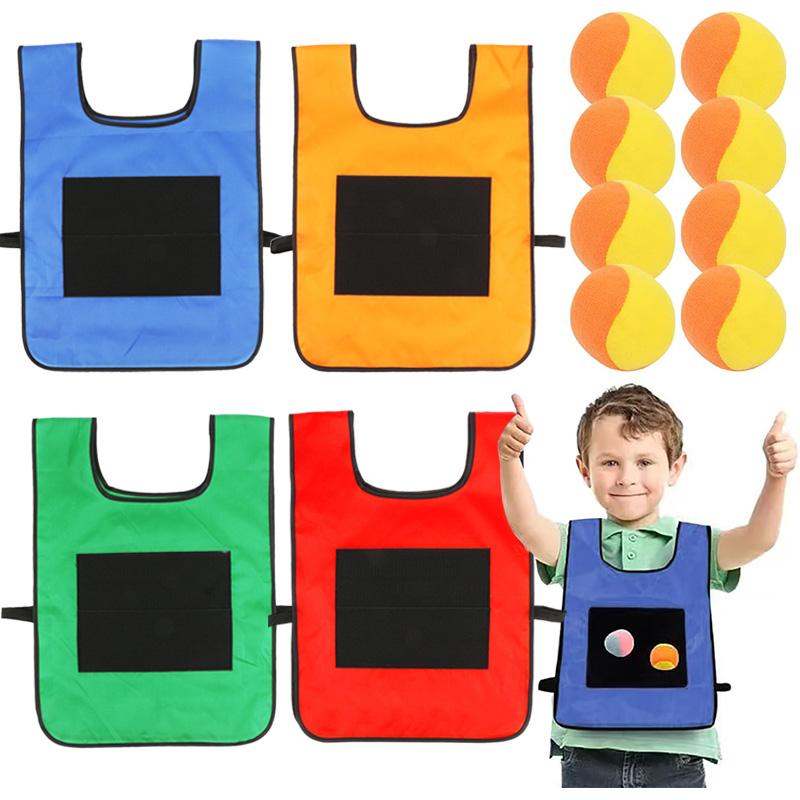 Children Sticky Ball Vest Toy with 5Balls Adhesive Parent-child Interaction Outdoor Sports Physical Exercise Game Props TMZ