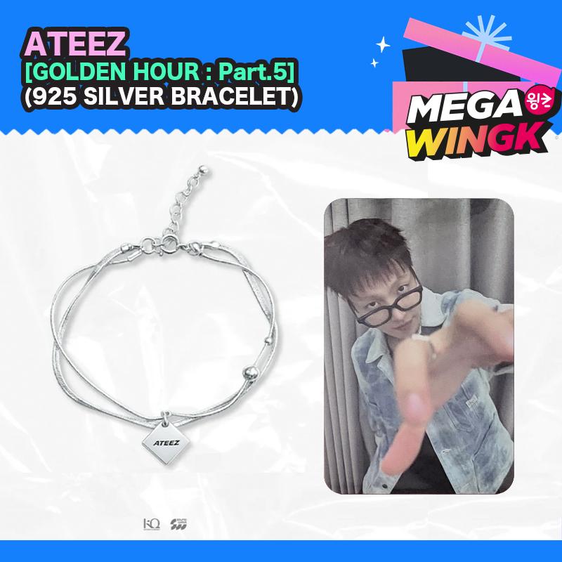 [ATEEZ GOLDEN HOUR : Part.5 Official MD] Rare Limited Edition 925 Silver Plated Bracelet + Official Photocard (1 Pc)