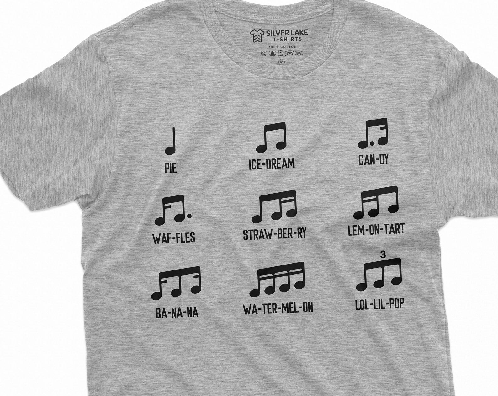 Funny musical notes T-shirt | Music Band Gifts | Guitar Piano Violin Funny Gift Ideas | Food Treats Musical Tee Shirt XL