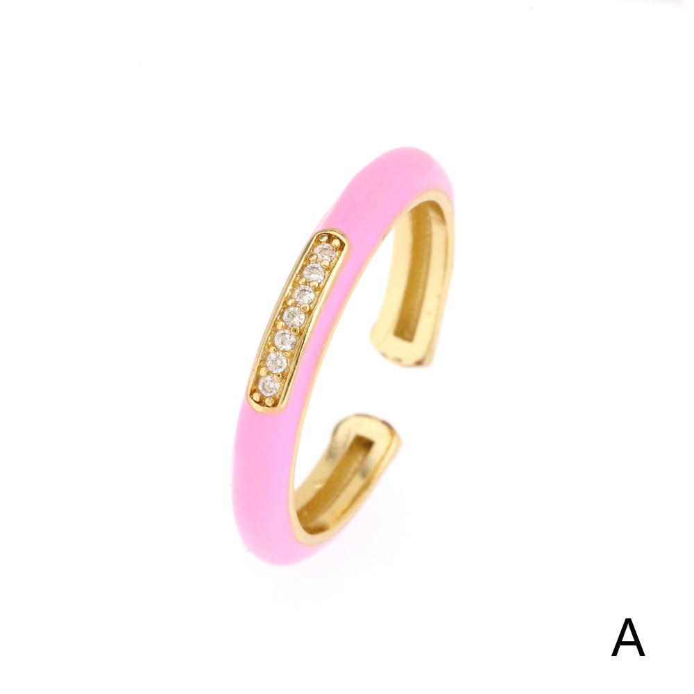 Trendy Colorful Zircon Drip Oil Stacking Ring for Spring/Summer