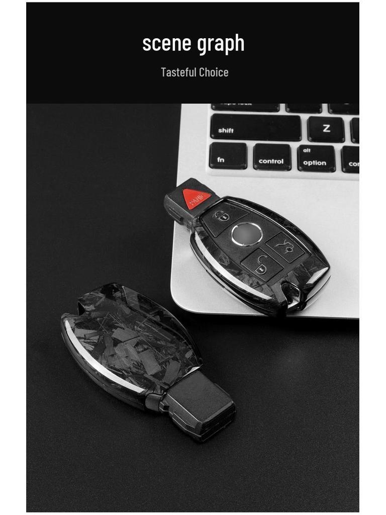 Real Carbon Fiber Key Cover for Mercedes-Benz C-Class, S-Class, GLA200, GLC260